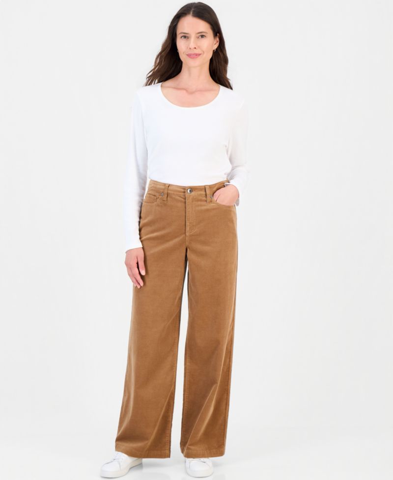 Women's High-Rise Corduroy Wide-Leg Pants