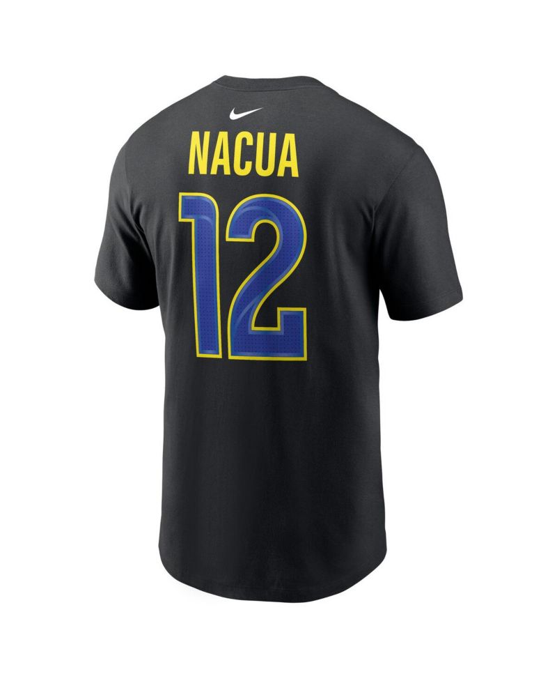 Men's Puka Nacua Black Los Angeles Rams Carbon Name & Number T-Shirt