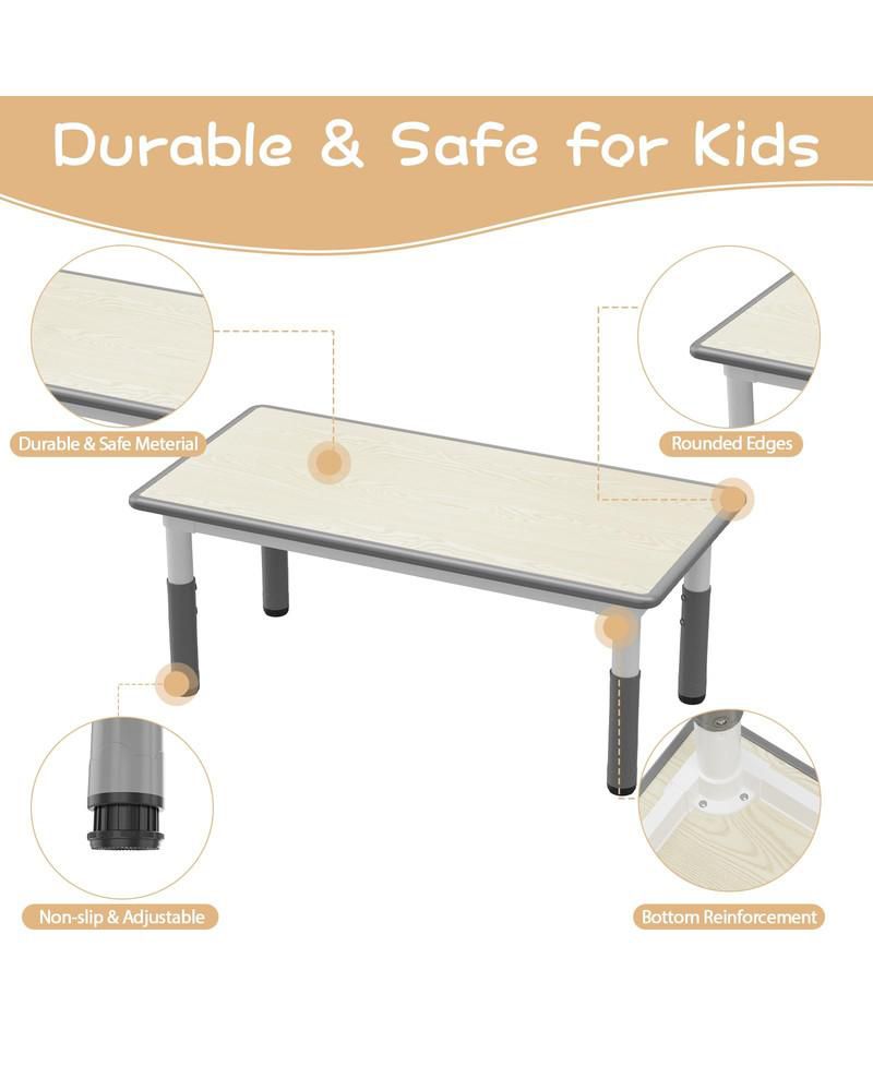 Kids Table and Chair Set, Height Adjustable Toddler Table and 4 Chairs Set for Ages 2-10, Graffiti Desktop, Non-Slip Legs, Arts & Crafts Table