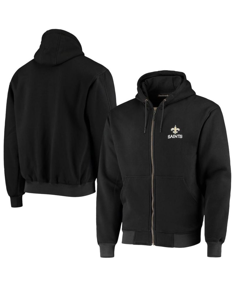 Men's Black New Orleans Saints Craftsman Thermal-Lined Full-Zip Hoodie