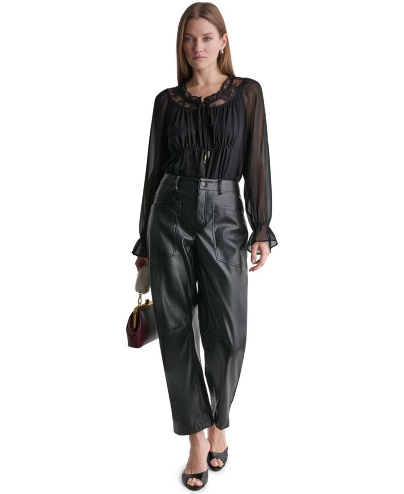 Women's Barrel Faux Leather Pants