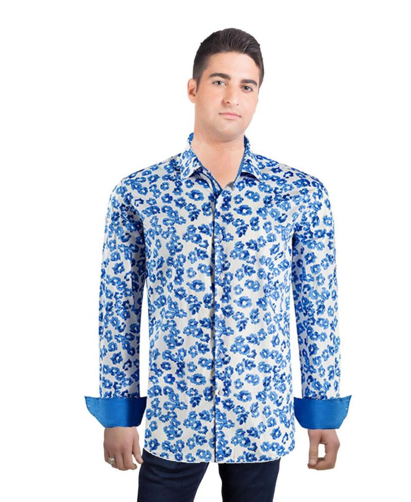 Men's Slim Fit Floral Sport Button-Down Shirt