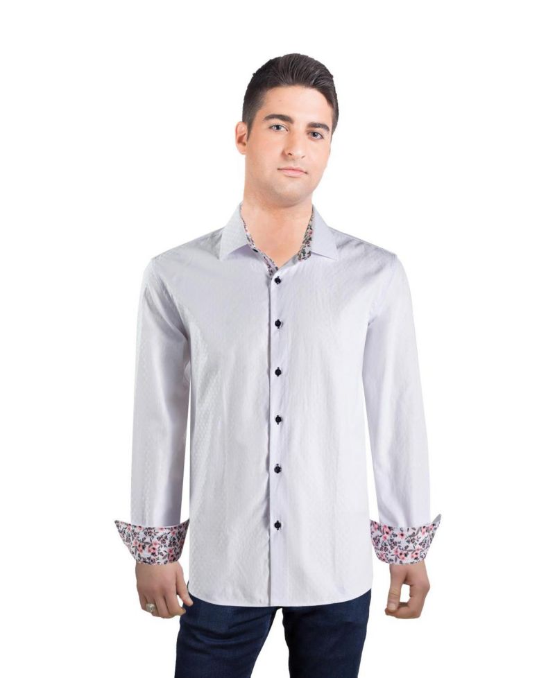 Men's Slim Fit Jacquard Dot Button-Down Shirt