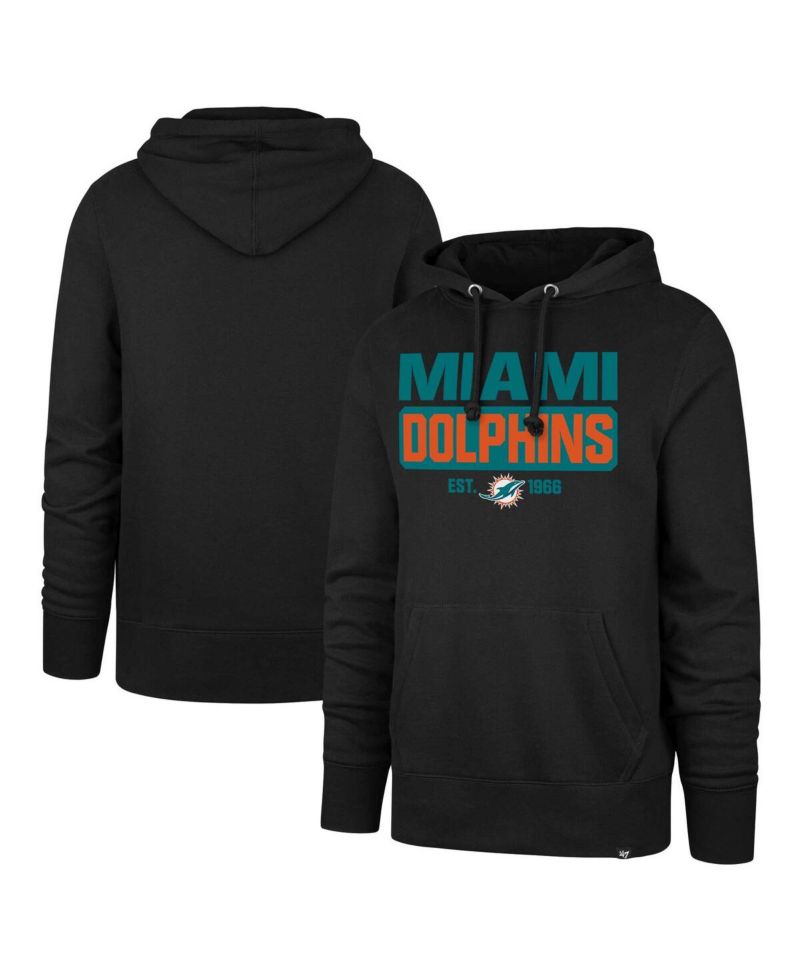 Men's Black Miami Dolphins Box Out Headline Pullover Hoodie