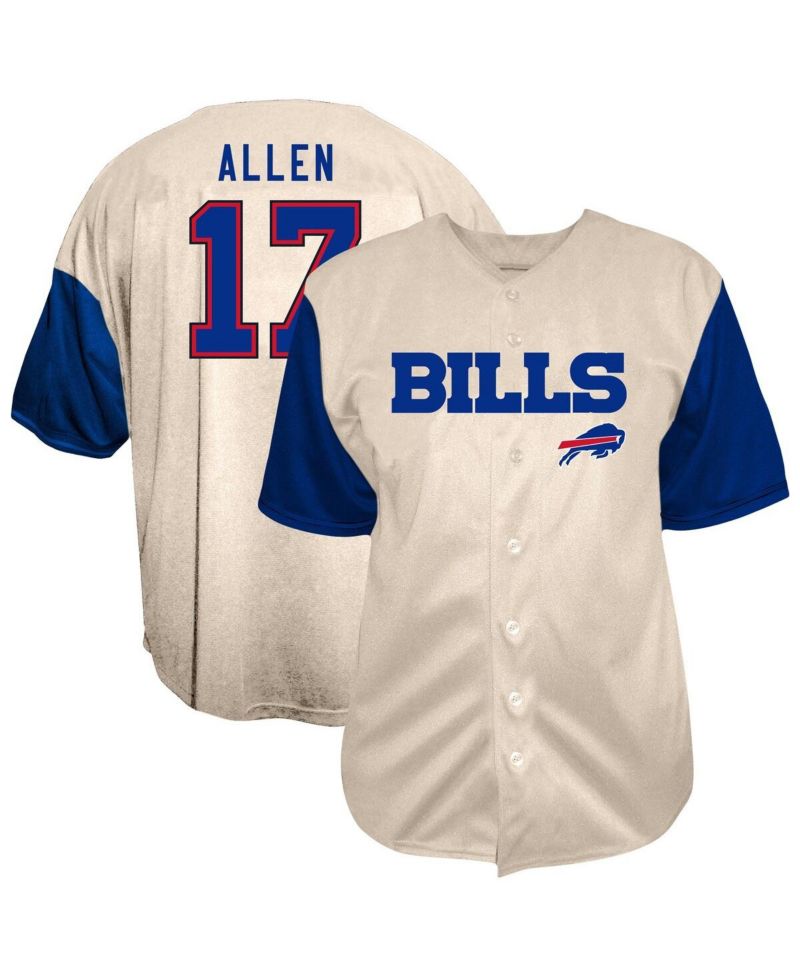 Men's Josh Allen Cream Buffalo Bills Big & Tall Baseball Button-Up Shirt