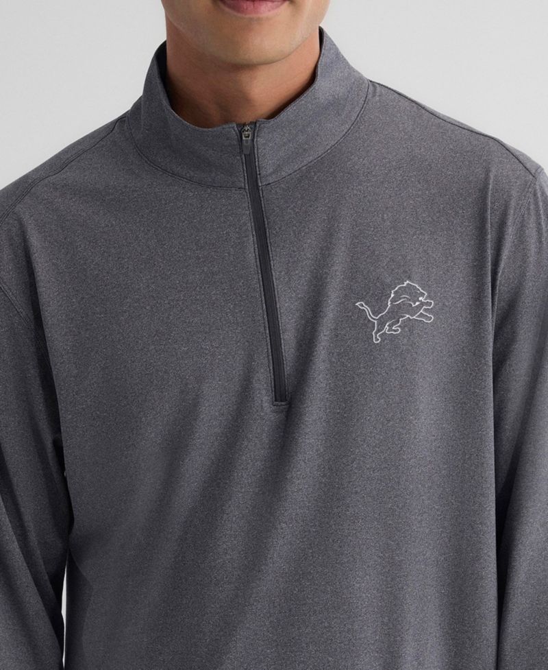 Men's Charcoal Detroit Lions Clutch Quarter-Zip Pullover Sweatshirt