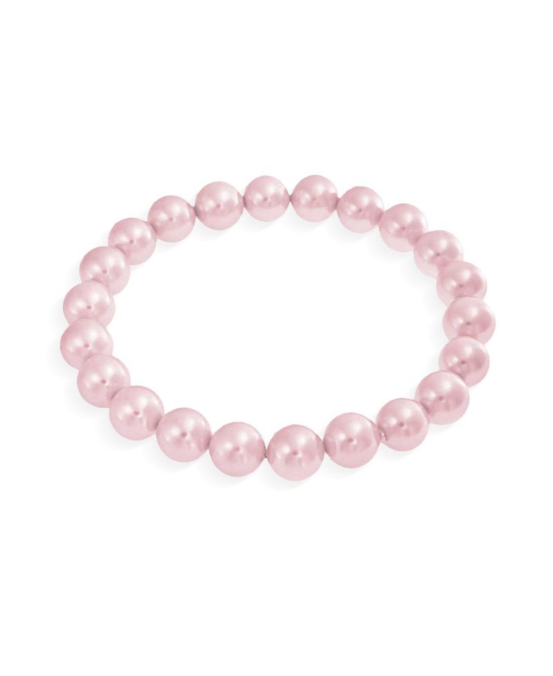 Timeless 12MM Pink Simulated Pearl Stackable Bead Strand Stretch Bracelet