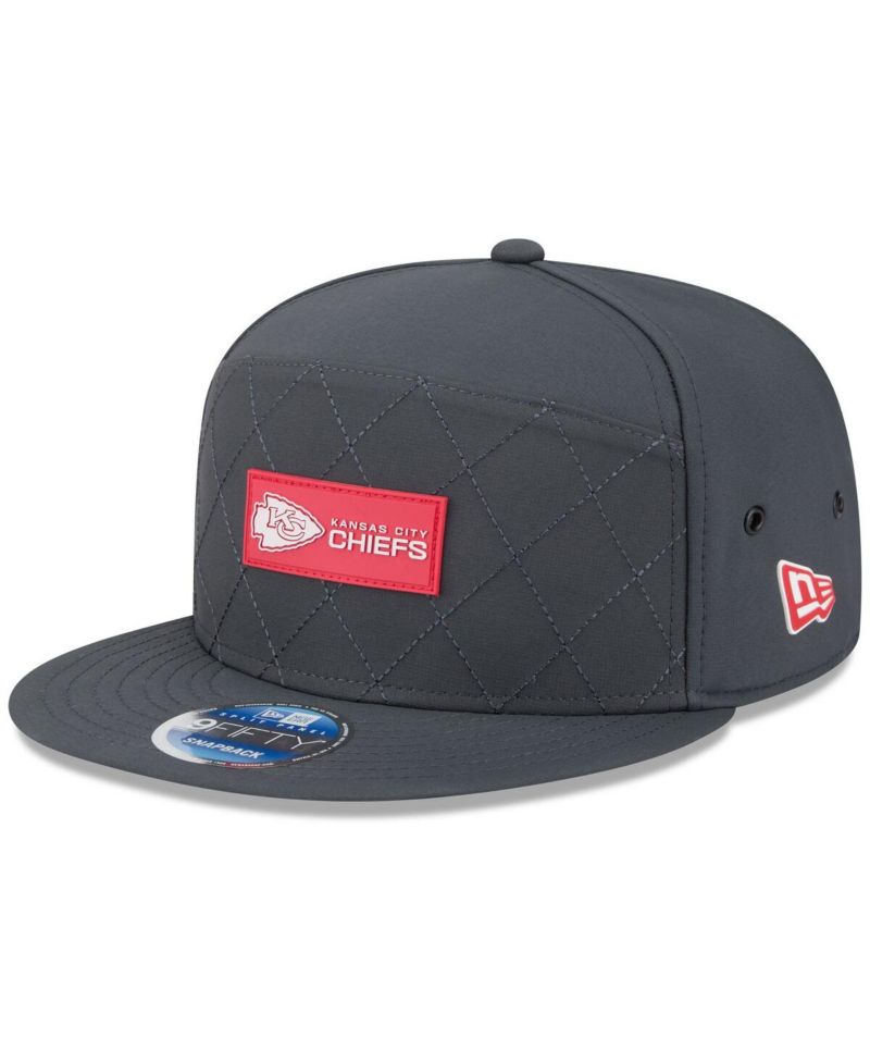 Men's Charcoal Kansas City Chiefs 2025 Sideline Cold Weather Split Panel 9FIFTY Snapback Hat