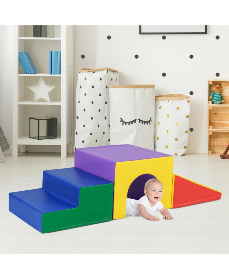 Kids Climb and Crawl Activity Playset Blocks w/ Waterproof PU Cover EPE Foam