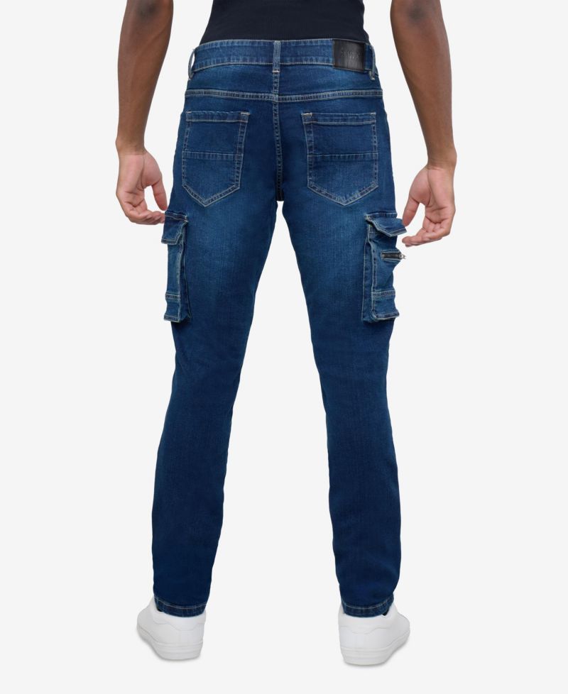 Men's Slim Fit Moto Rip Repair Cargo Jeans