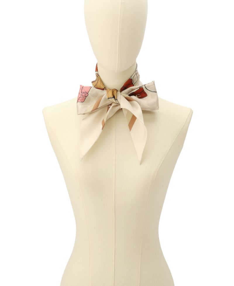 Women's Stacked Tabby Printed Wide Silk Skinny Scarf