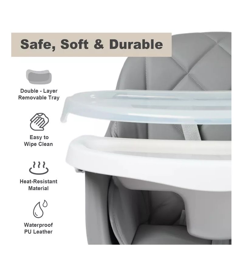 7-in-1 Convertible Baby High Chair with Removable Tray and 5-Point Harness