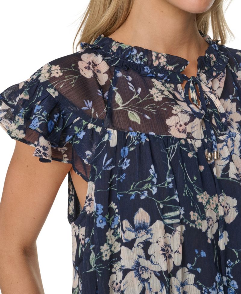 Women's Peplum Flutter-Sleeve Pull-On Blouse