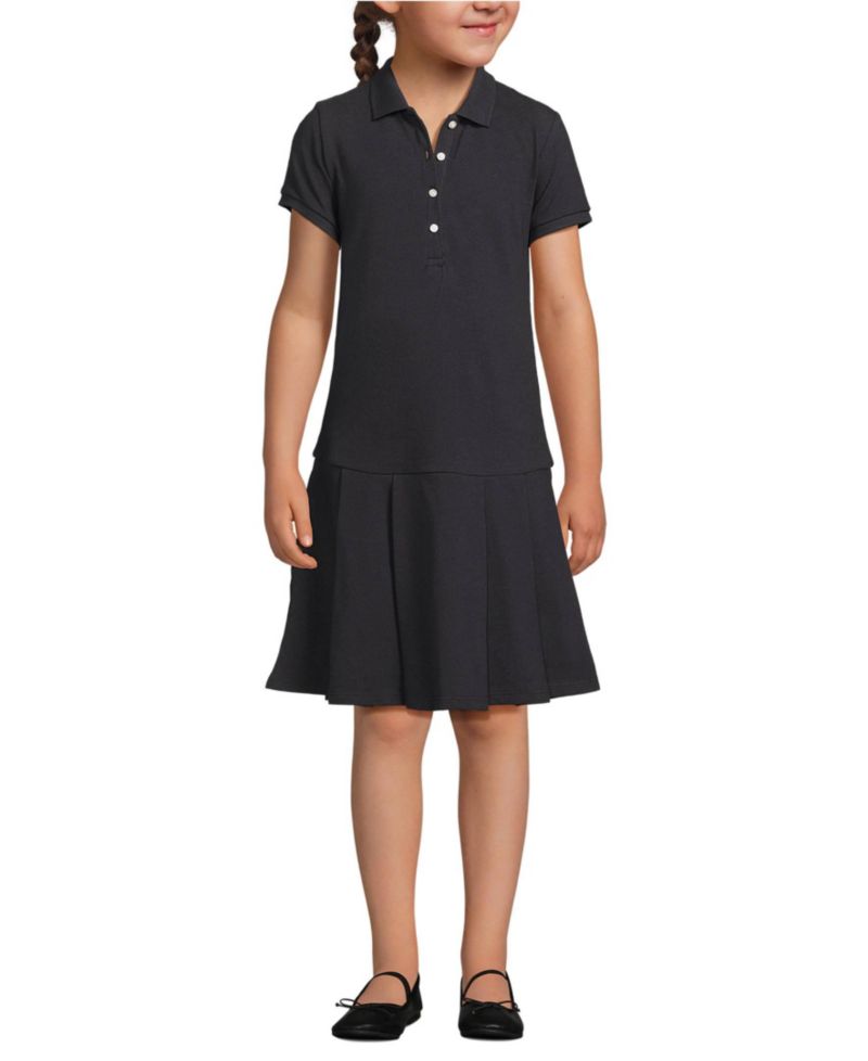 Little Girls Short Sleeve Mesh Pleated Polo Dress