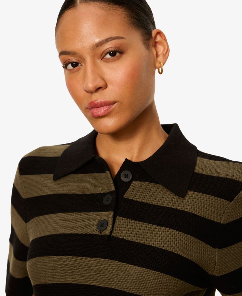 Women's For Keeps Short-Sleeve Striped Polo Sweater