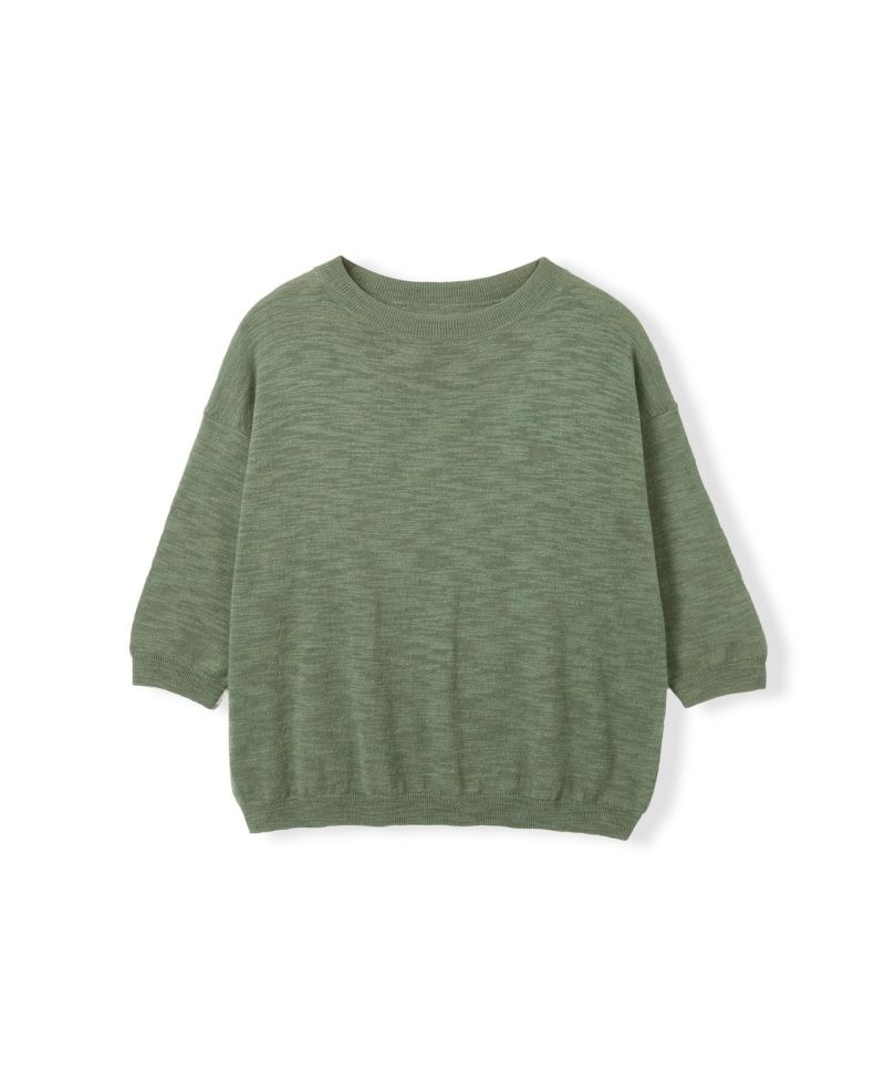 Women's 3/4 Sleeve Linen Blend Crew Neck Top