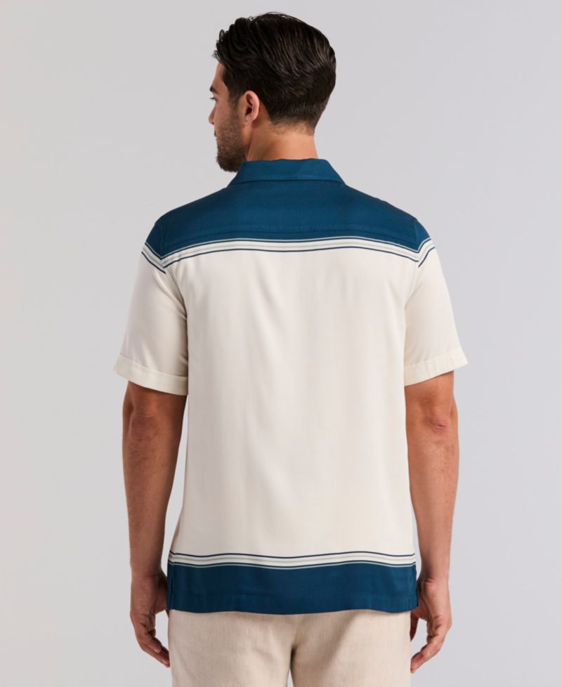 Men's Color Block Short-Sleeve Button-Down Shirt