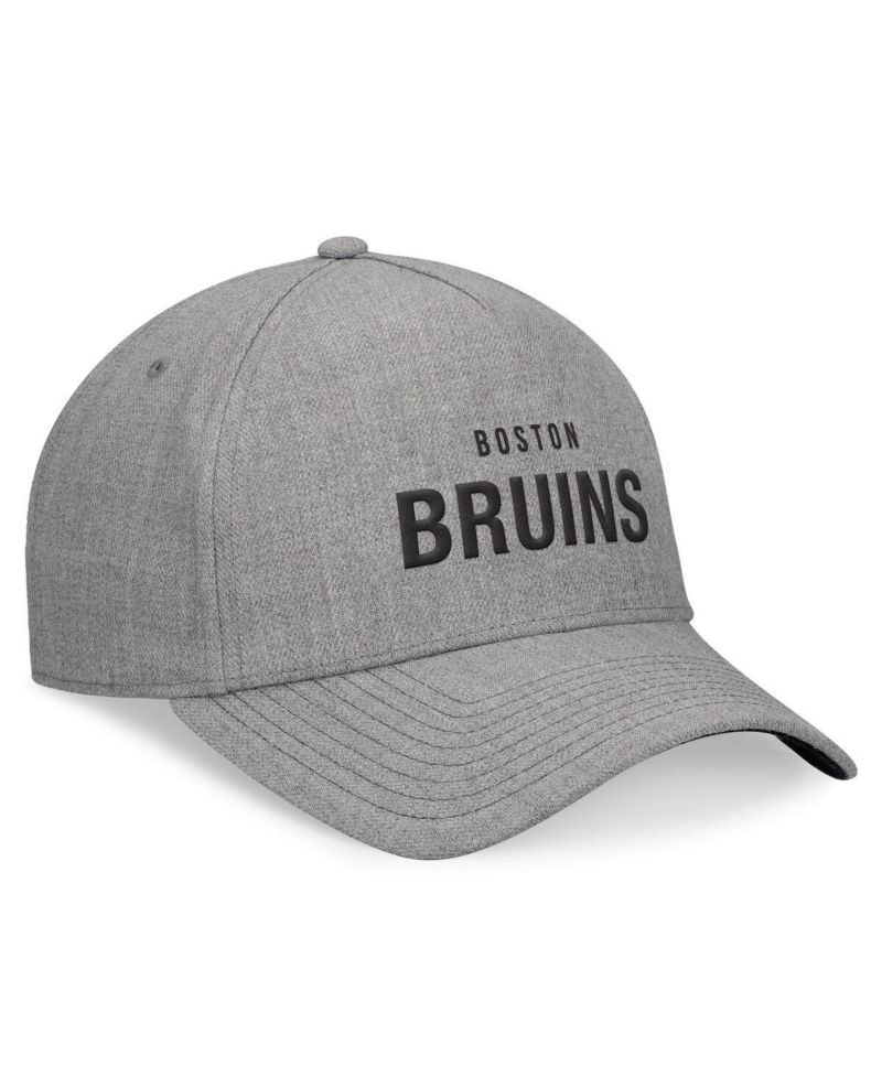 Men's Heather Gray Boston Bruins Elements A-Frame Leather Strap back Hat