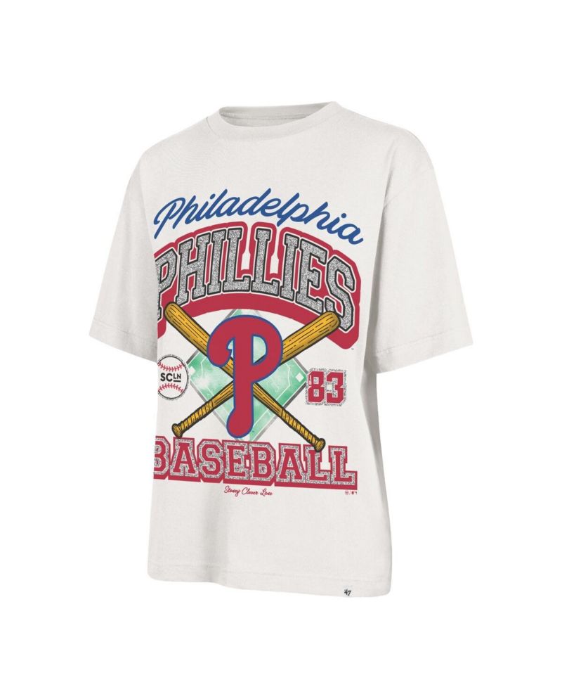 Stoney Clover Lane X Women's Sand Philadelphia Phillies Crossover Base Foundation T-Shirt