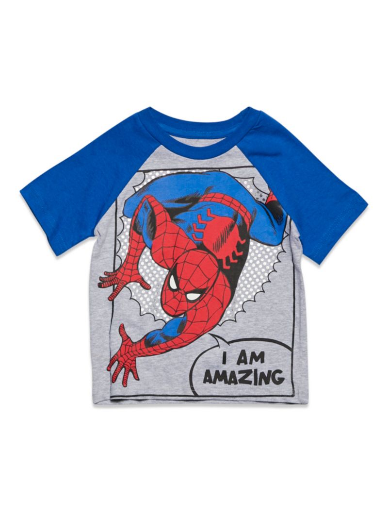 Little Boys Marvel Captain America Black Panther Iron Man Short Sleeve Graphic T-Shirt