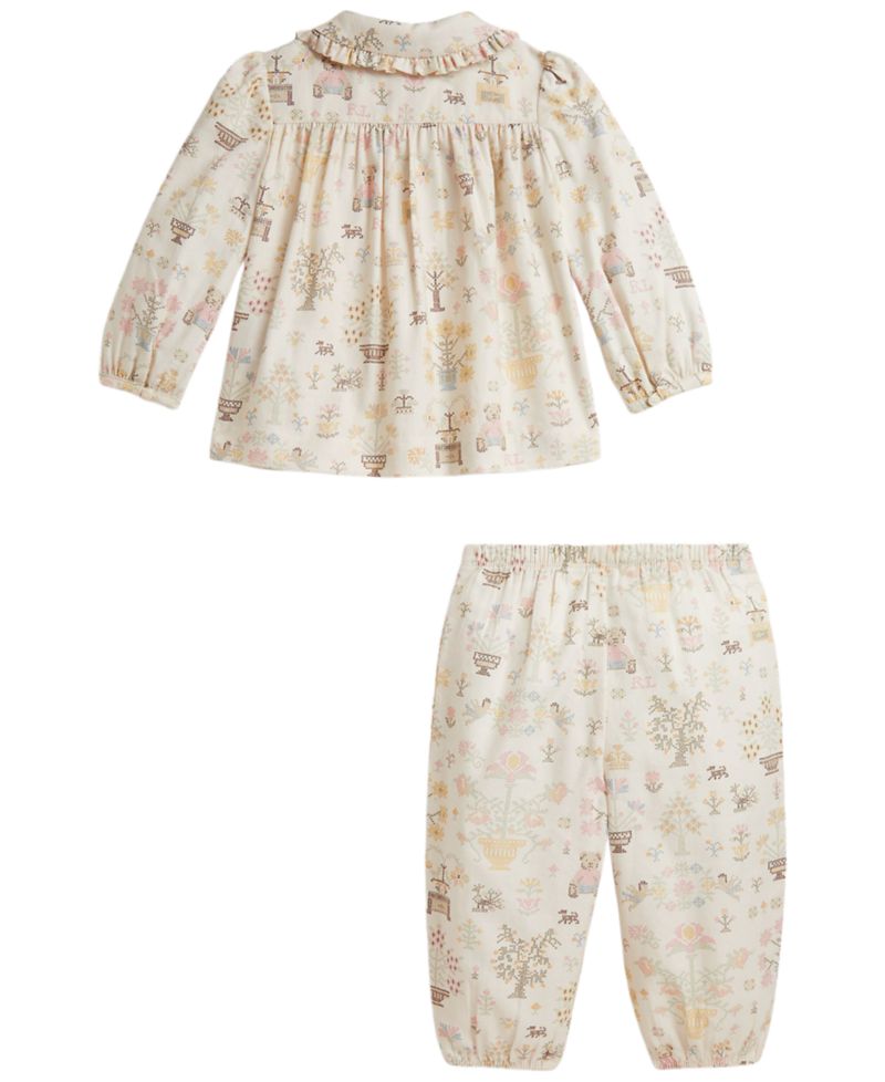 Baby Girls' Polo Bear Long-Sleeve Top and Pants, 2-Piece Set