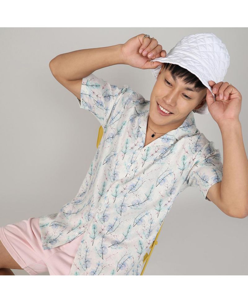 Men's Ivory White & Icy Blue Flora Tint Shirt