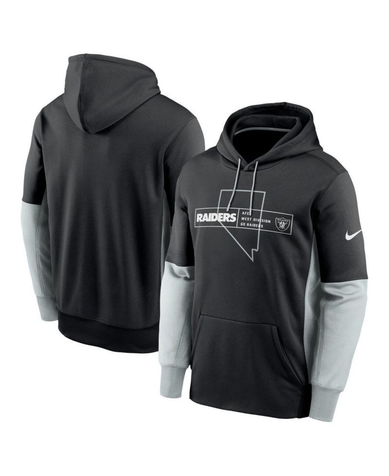Men's Black Las Vegas Raiders Color Block Fleece Performance Pullover Hoodie