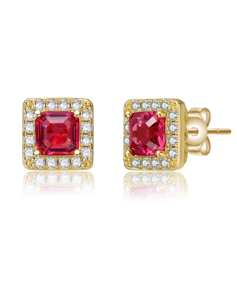 Dainty Everyday Wear Halo CZ Square Mini Stud Earrings