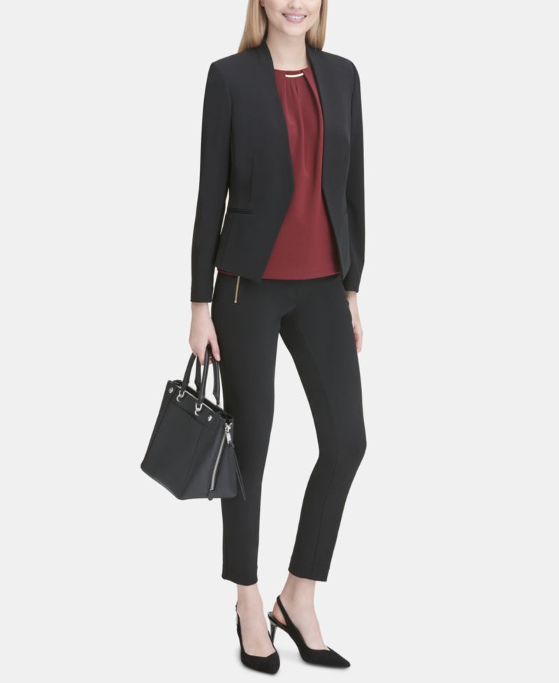 Petite Asymmetrical Open-Front Blazer