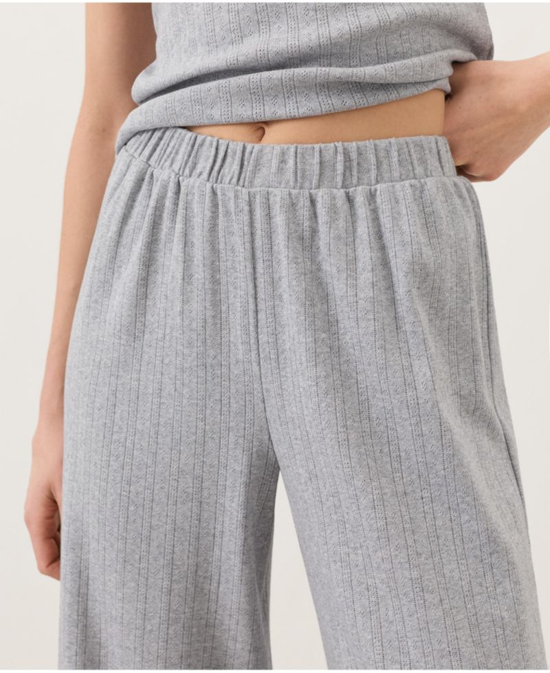 Women's High-Rise Pointelle Wide-Leg Pants