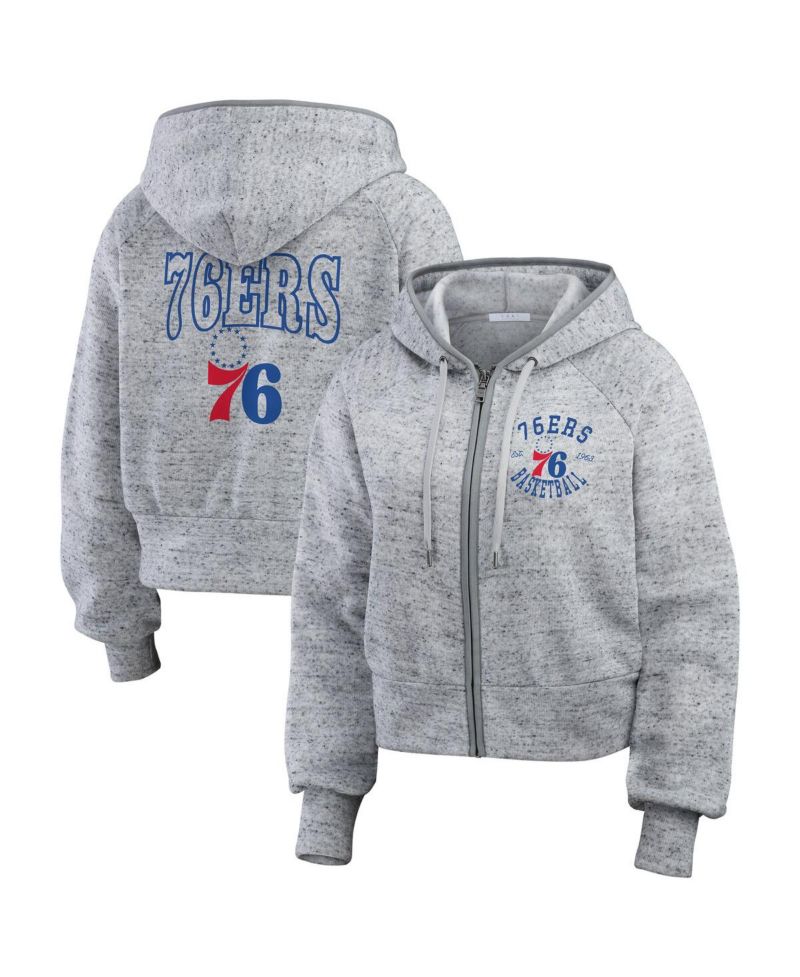 Women's Heather Gray Philadelphia 76ers Speckled Radiator Full-Zip Hoodie