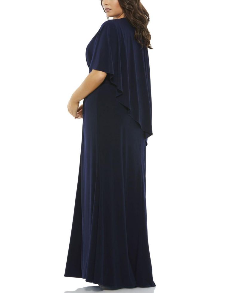 Women's Jersey Cape Sleeve A Line Gown