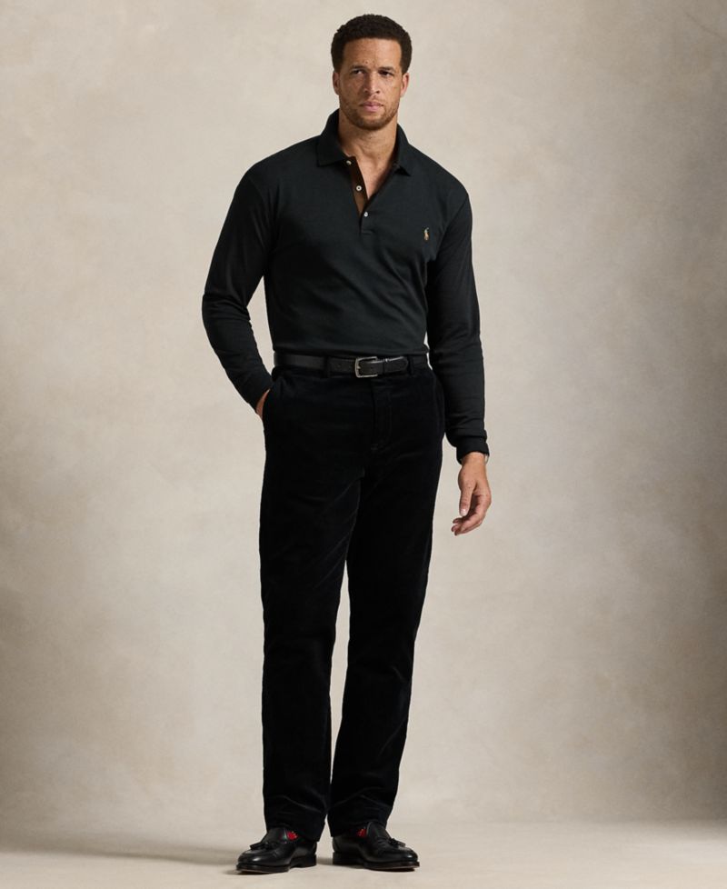 Men's Big & Tall Soft Cotton Long-Sleeve Polo Shirt