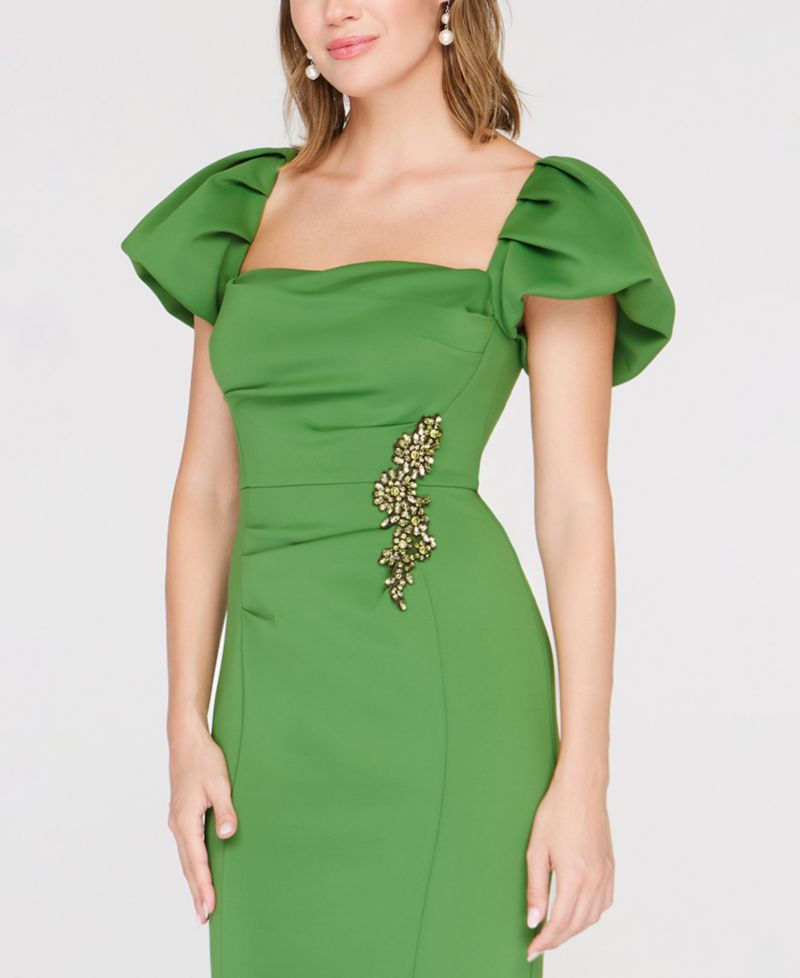 Women's Scotlyn Flutter-Sleeve Square Neck Mermaid Gown