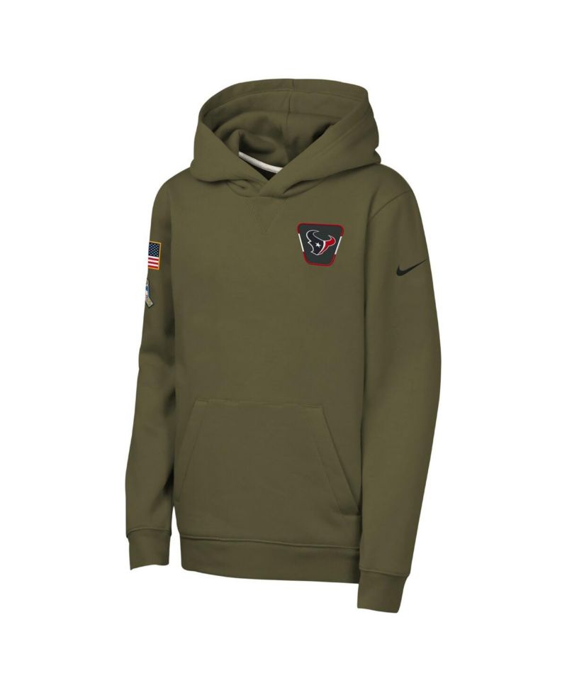 Big Boys and Girls Olive Houston Texans 2025 Salute to Service Club Fleece Hoodie