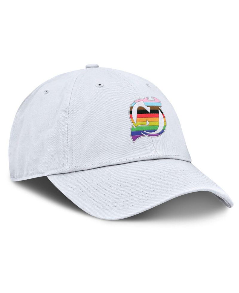 Men's White New Jersey Devils PRIDE Adjustable Hat