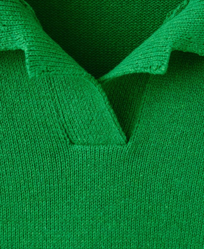 Women's Polo Cropped Short-Sleeve Sweater