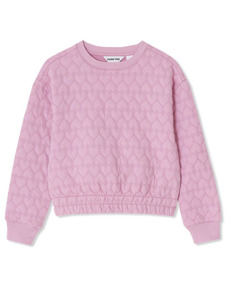 Girls Knit Quilted Crew Neck Sweatshirt