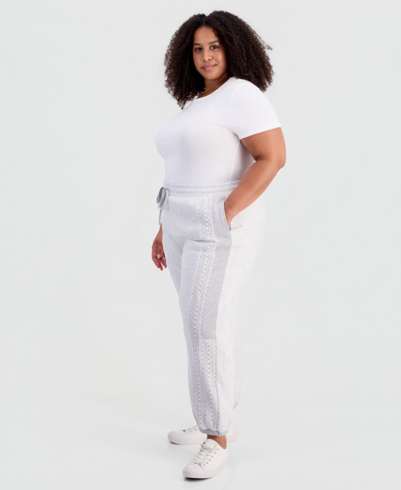 Plus Size Crochet High-Rise Fleece Jogger