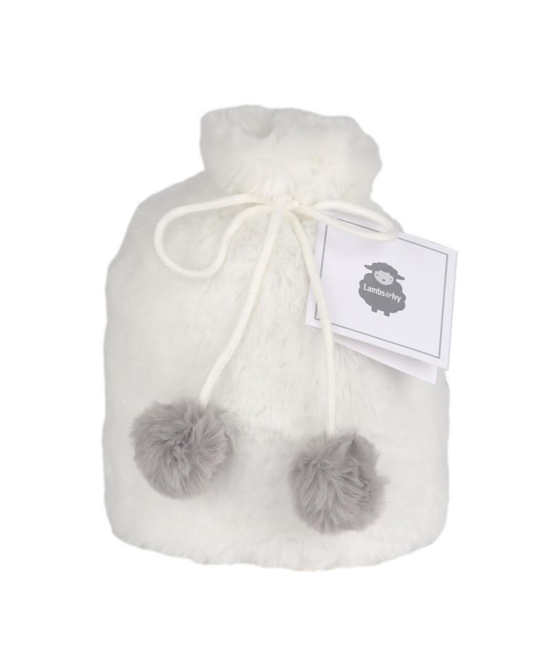 Lambs and Ivy 5 Piece Gray/White Plush Infant/Newborn Baby Gift Bag w/ Swaddle