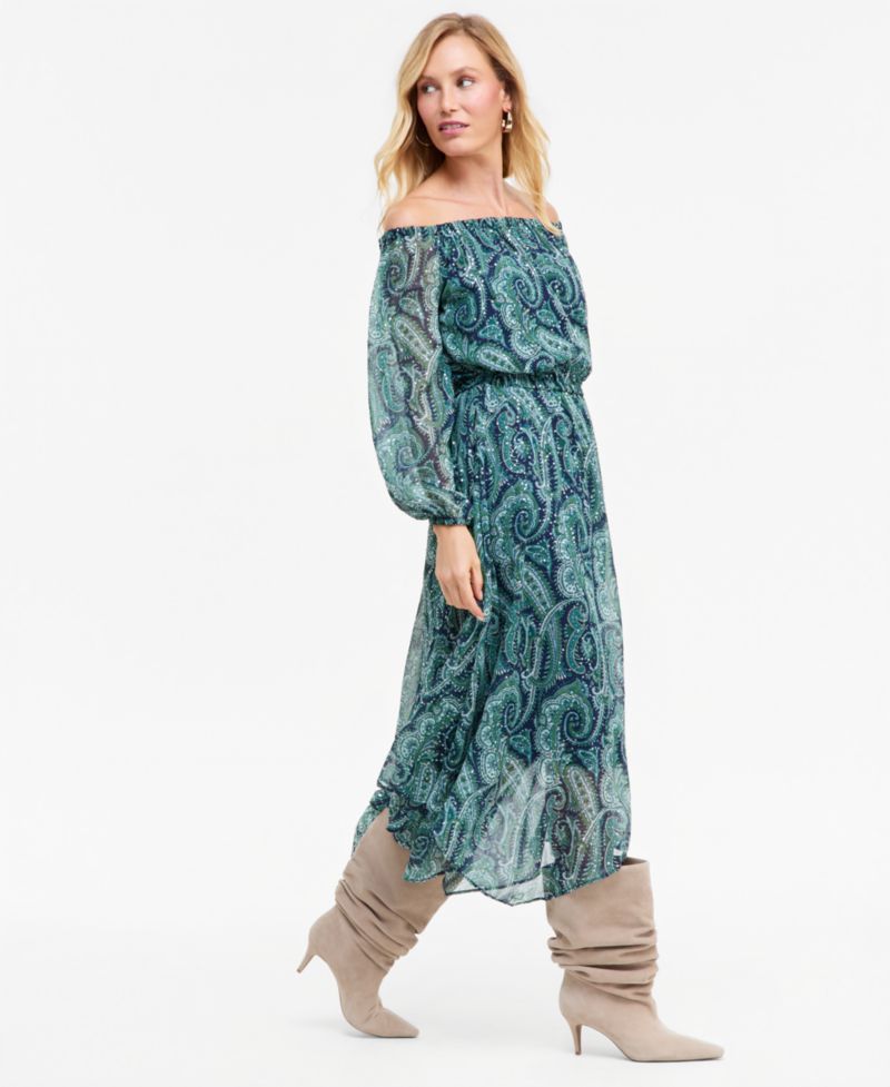 Women's Off-the-Shoulder Asymmetrical Long-Sleeve Dress