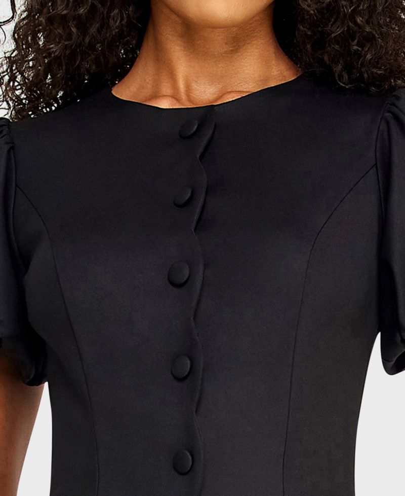 Juniors' Scallop Button-Front Mini Dress