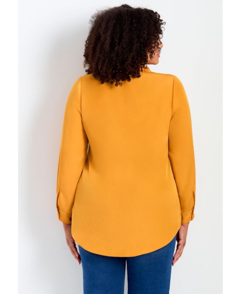 Women's Plus Size Pleated Button Down Shirt