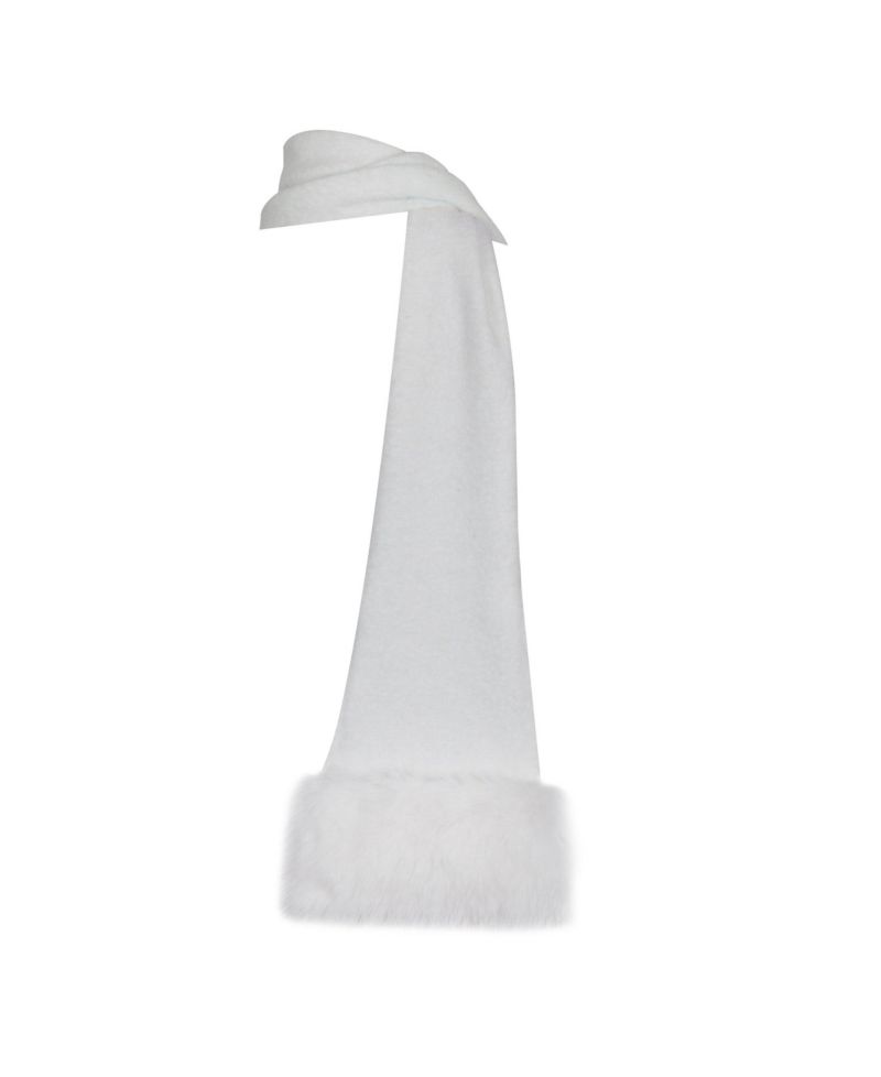 Women Selma White Wool-Blend Ribbed Knit Scarf