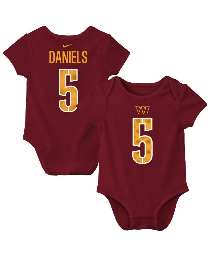 Baby Boys and Girls Jayden Daniels Burgundy Washington Commanders Player Name & Number Bodysuit
