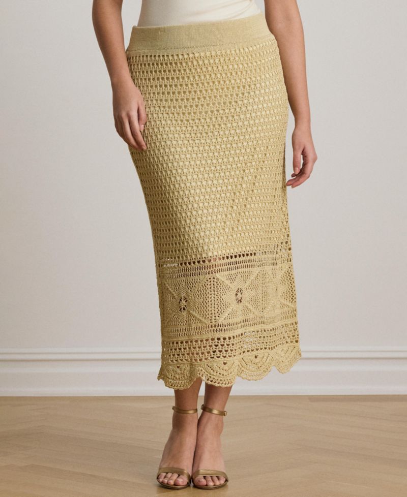 Women's Scallop Hem A-Line Midi Pencil Skirt