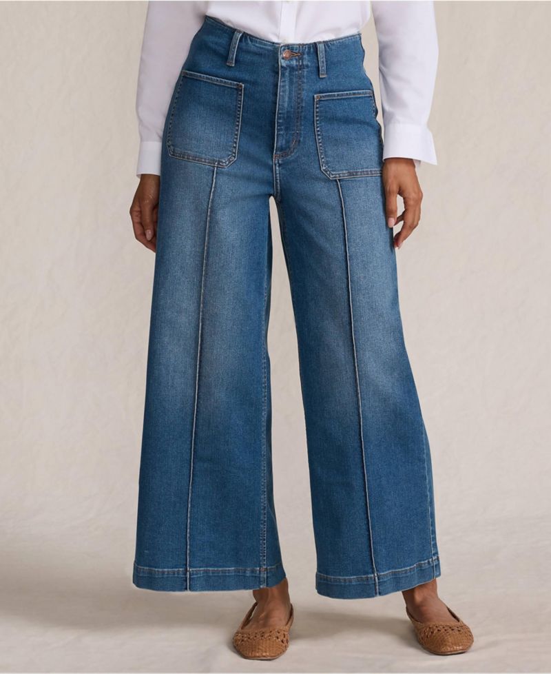 Women's Recover Denim High Rise Patch Pocket Extra Wide Leg Crop Jeans