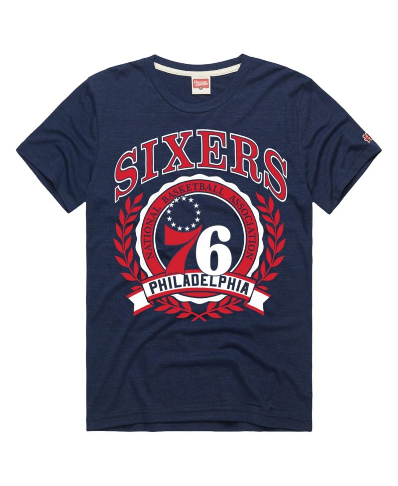 Men's and Women's Navy Philadelphia 76ers Crest Tri-Blend T-Shirt