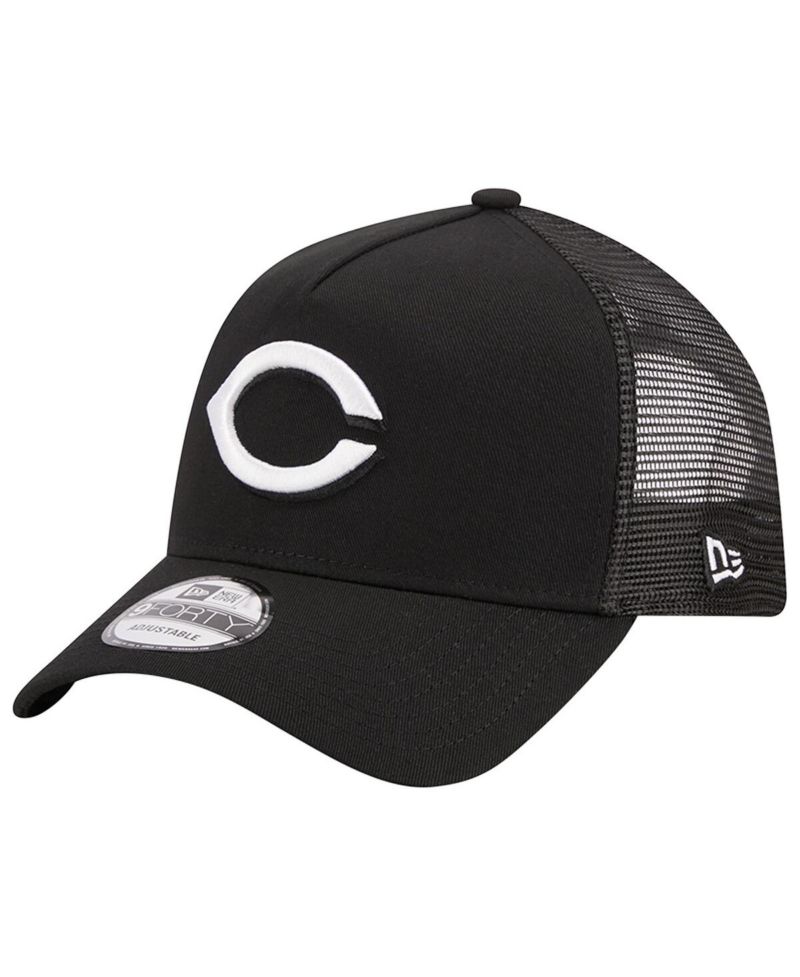 Men's Black Cincinnati Reds A-Frame 9FORTY Trucker Adjustable Hat