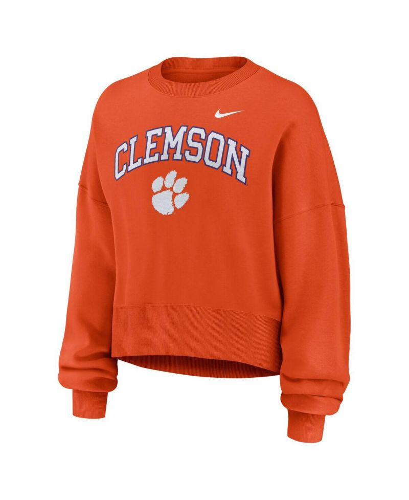 Women's Orange Clemson Tigers Oversized Phoenix Arch Pullover Sweatshirt